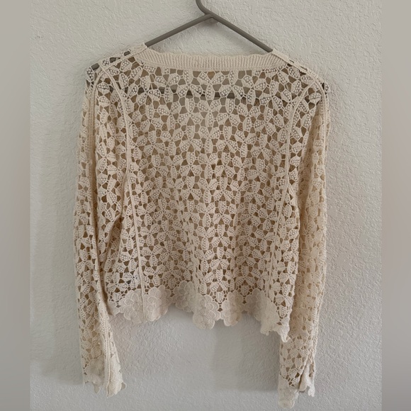 Rebellion Cream Floral Crochet Knit Cardigan-Excellent Condition- Size M - Picture 3 of 8